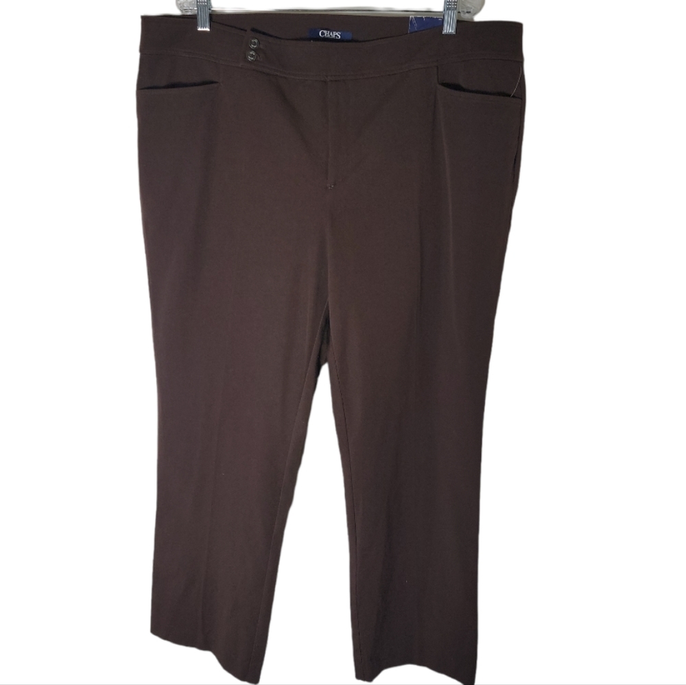 Chaps rider brown pants women's plus size 20W slimming fit